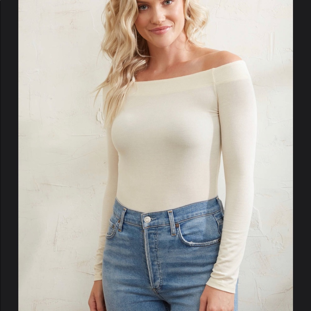 Z Supply off-shoulder long sleeve ribbed tee